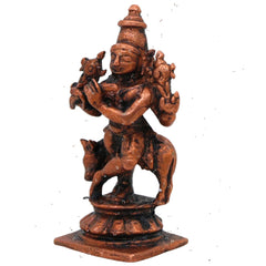 Copper Krishna Idol, Bal Krishna, Gopal, Govinda Statue for Pooja, Home Decor & Gifts, Brown, 1.5 Inch, 1 Piece