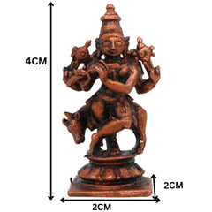 Copper Krishna Idol, Bal Krishna, Gopal, Govinda Statue for Pooja, Home Decor & Gifts, Brown, 1.5 Inch, 1 Piece