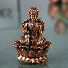 Copper Lakshmi Idol, Mahalakshmi Murti, Padmavathi Statue for Pooja & Home Decor, Brown, 1.5 Inch, 1 Piece