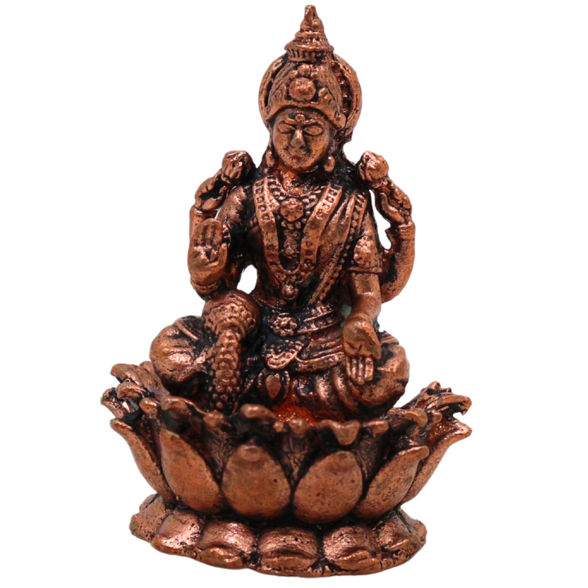 Copper Lakshmi Idol, Mahalakshmi Murti, Padmavathi Statue for Pooja & Home Decor, Brown, 1.5 Inch, 1 Piece