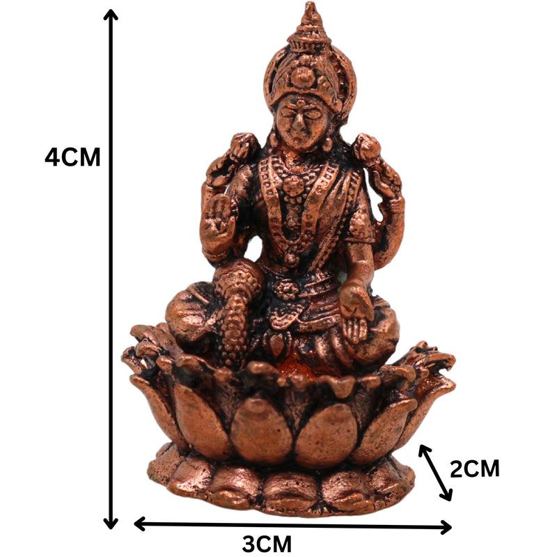 Copper Lakshmi Idol, Mahalakshmi Murti, Padmavathi Statue for Pooja & Home Decor, Brown, 1.5 Inch, 1 Piece