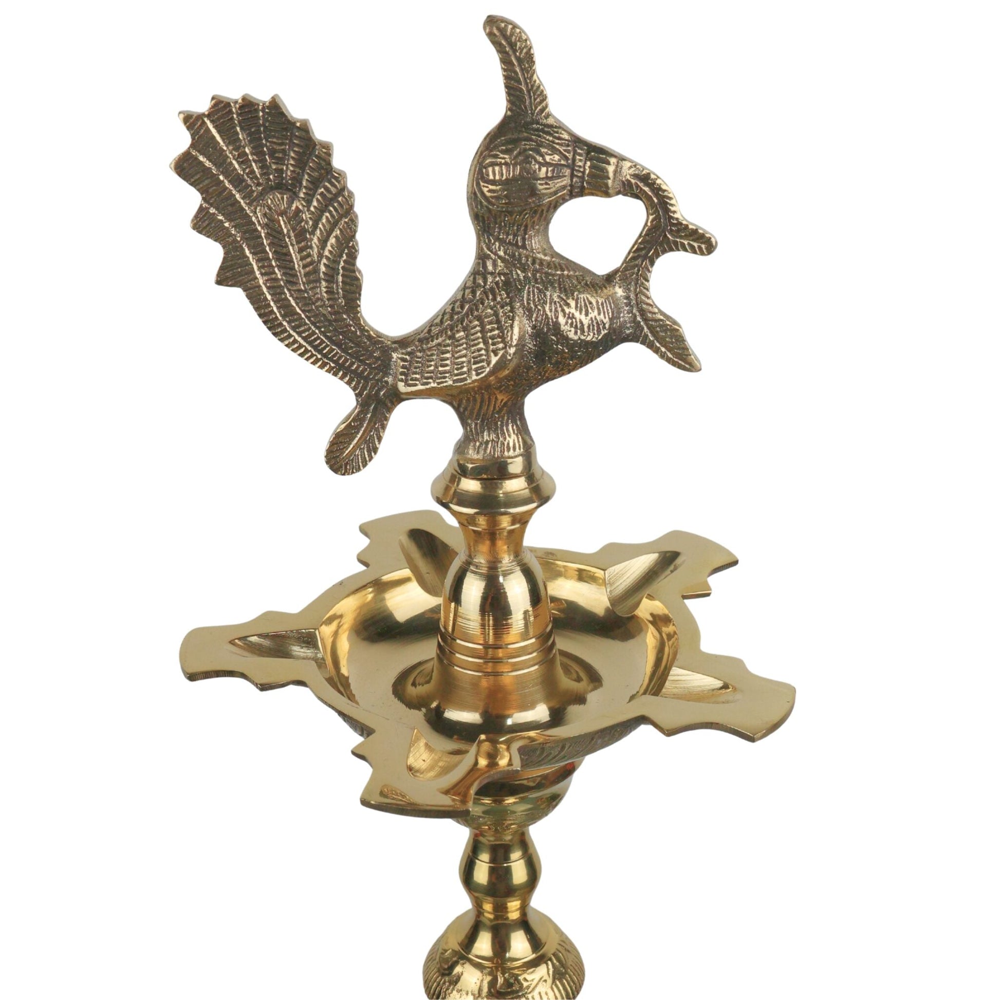 Handcrafted Brass Kuthu Vilakku Deepam Diya, Traditional Pital Deepak Nilavilakku Temple Oil Lamp, Antique Brass Pooja Vilakku Deep for Home Decor & Festivals, Gold, 36 Inch, 1 Piece