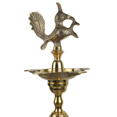 Handcrafted Brass Kuthu Vilakku Deepam Diya, Traditional Pital Deepak Nilavilakku Temple Oil Lamp, Antique Brass Pooja Vilakku Deep for Home Decor & Festivals, Gold, 36 Inch, 1 Piece