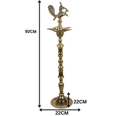 Handcrafted Brass Kuthu Vilakku Deepam Diya, Traditional Pital Deepak Nilavilakku Temple Oil Lamp, Antique Brass Pooja Vilakku Deep for Home Decor & Festivals, Gold, 36 Inch, 1 Piece