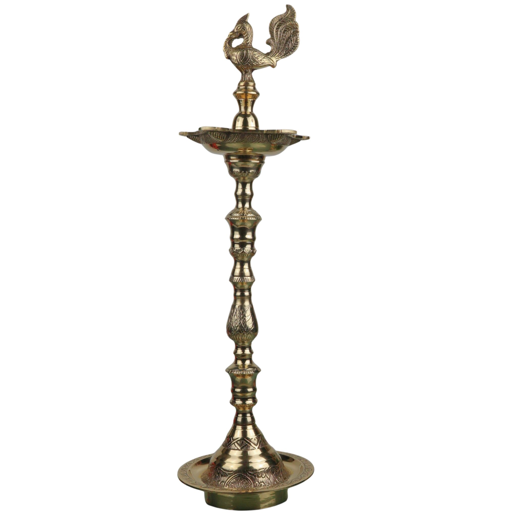 Handcrafted Brass Kuthu Vilakku Deepam, Traditional Pital Diya, Antique Nilavilakku Deepak for Pooja, Temple & Home Décor, Gold, 24 Inch, 1 Piece