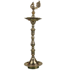 Handcrafted Brass Kuthu Vilakku Deepam, Traditional Pital Diya, Antique Nilavilakku Deepak for Pooja, Temple & Home Décor, Gold, 24 Inch, 1 Piece