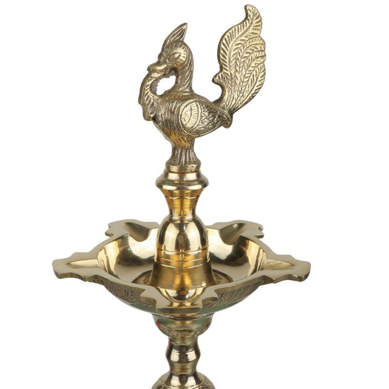 Handcrafted Brass Kuthu Vilakku Deepam, Traditional Pital Diya, Antique Nilavilakku Deepak for Pooja, Temple & Home Décor, Gold, 24 Inch, 1 Piece