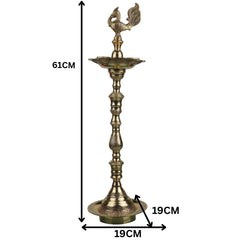 Handcrafted Brass Kuthu Vilakku Deepam, Traditional Pital Diya, Antique Nilavilakku Deepak for Pooja, Temple & Home Décor, Gold, 24 Inch, 1 Piece
