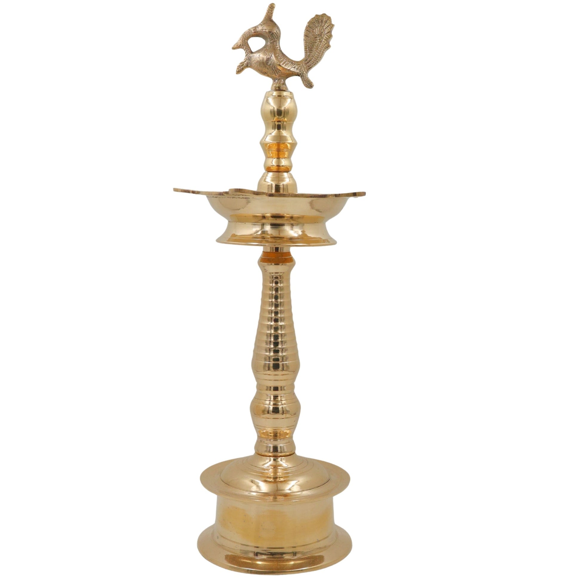 Handcrafted Brass Kuthu Vilakku Deepam Diya, Traditional Temple Pital Lamp, Indian Oil Deepak for Pooja, Aarti & Home Décor, Gold, 21.5 Inch, 1 Piece