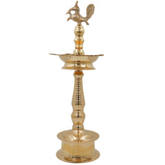 Handcrafted Brass Kuthu Vilakku Deepam Diya, Traditional Temple Pital Lamp, Indian Oil Deepak for Pooja, Aarti & Home Décor, Gold, 21.5 Inch, 1 Piece