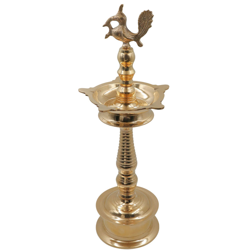 Handcrafted Brass Kuthu Vilakku Deepam Diya, Traditional Temple Pital Lamp, Indian Oil Deepak for Pooja, Aarti & Home Décor, Gold, 21.5 Inch, 1 Piece