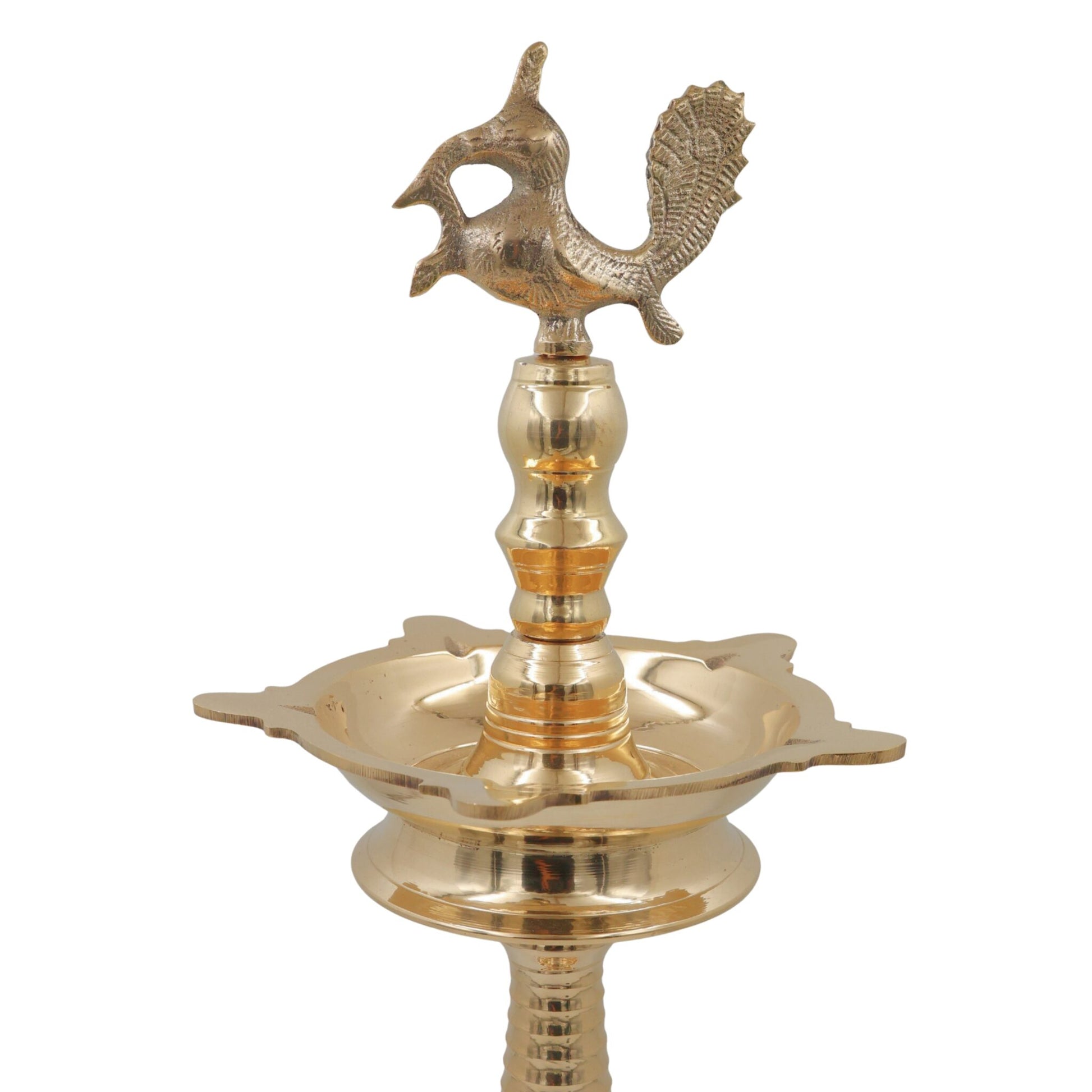 Handcrafted Brass Kuthu Vilakku Deepam Diya, Traditional Temple Pital Lamp, Indian Oil Deepak for Pooja, Aarti & Home Décor, Gold, 21.5 Inch, 1 Piece