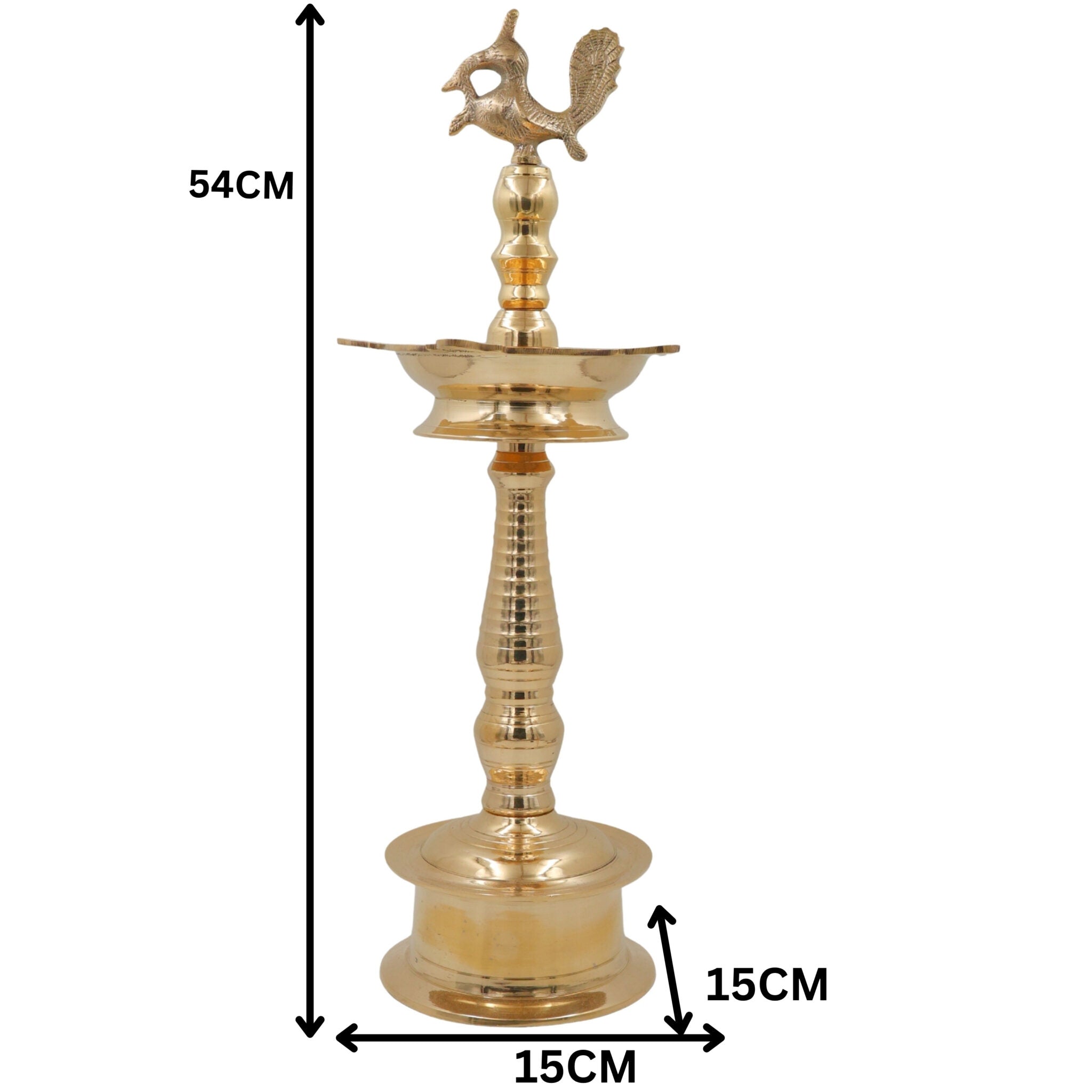 Handcrafted Brass Kuthu Vilakku Deepam Diya, Traditional Temple Pital Lamp, Indian Oil Deepak for Pooja, Aarti & Home Décor, Gold, 21.5 Inch, 1 Piece