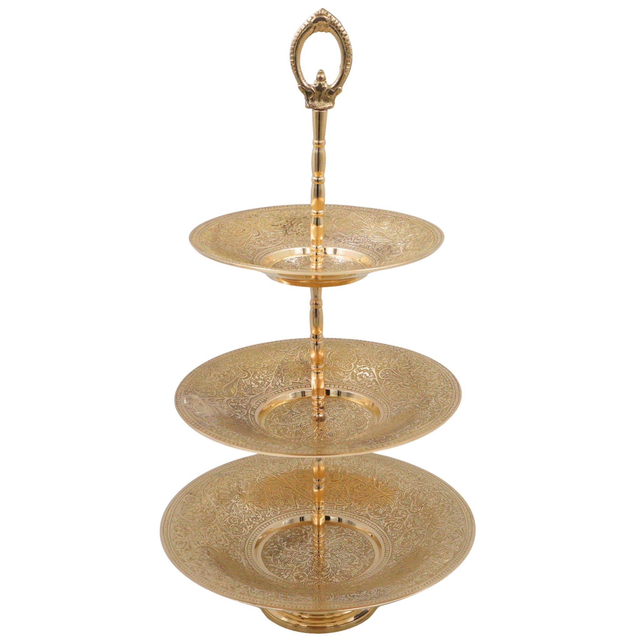 Handcrafted Brass Dry Fruit Stand, Peetal Pital Pittal Dry Fruit Tray, Traditional Pitala Brass Dry Fruit Stand & Decorative Platter for Home Décor & Festive Gifting, Gold, 18 Inch, 1 Piece