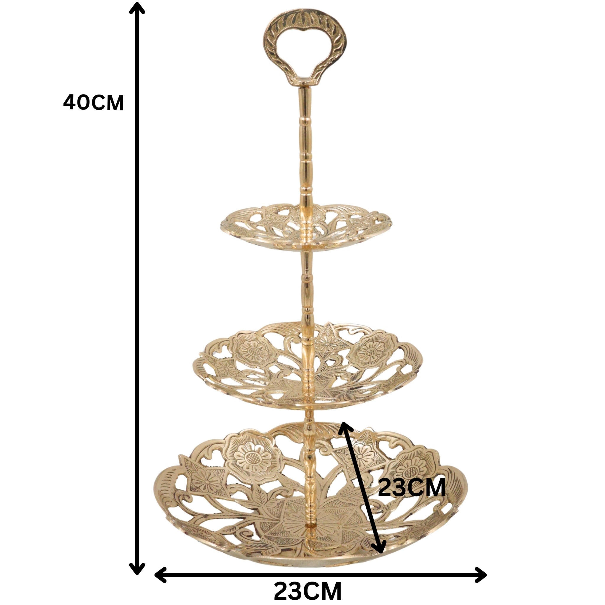 Handcrafted Brass Dry Fruit Stand, Peetal Pital Pittalam Pitala Hitale Dry Fruit Box, Decorative Brass Dry Fruit Platter & Serving Tray for Gifting & Home Décor, Gold, 15.5 Inch, 1 Piece