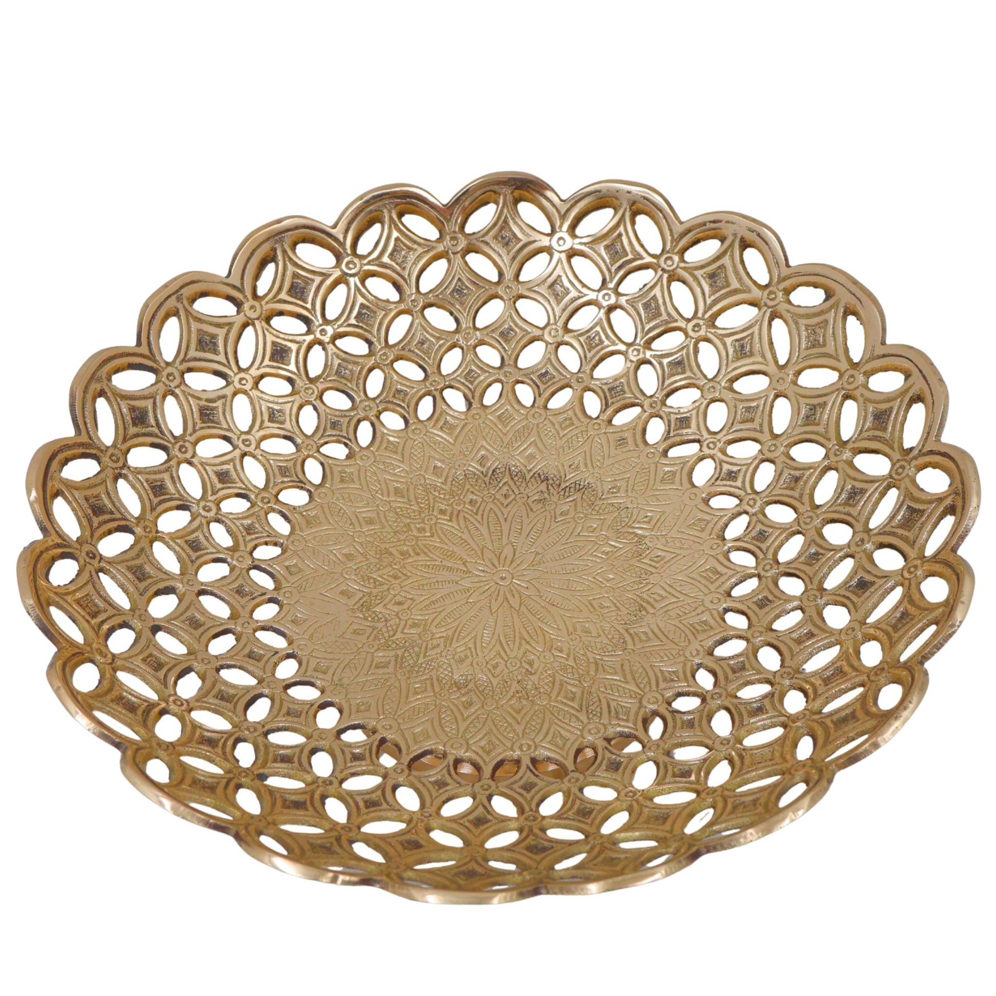 Handcrafted Brass Fruit Bowl Peetal Pittal Pital Hitale Decorative Table Bowl, Traditional Indian Brass Dry Fruit Basket for Home Décor & Dining, Gold, 3 Inch, 1 Piece