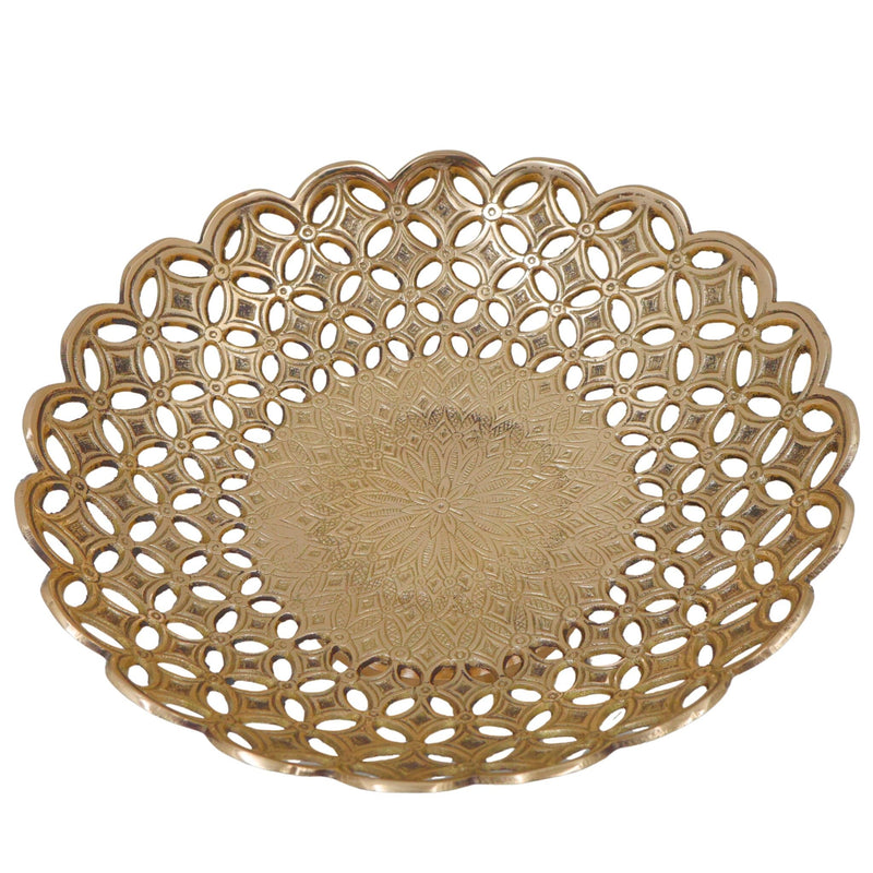 Handcrafted Brass Fruit Bowl Peetal Pittal Pital Hitale Decorative Table Bowl, Traditional Indian Brass Dry Fruit Basket for Home Décor & Dining, Gold, 3 Inch, 1 Piece