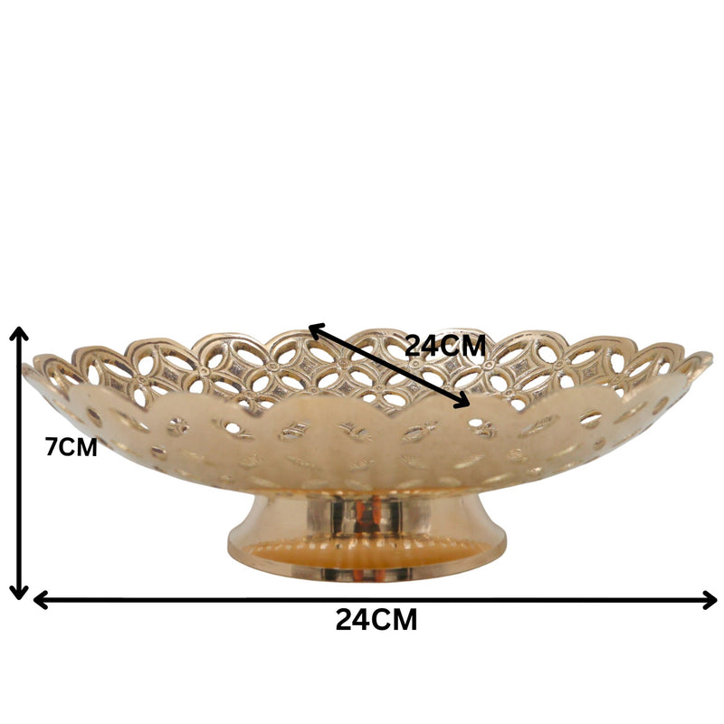 Handcrafted Brass Fruit Bowl Peetal Pittal Pital Hitale Decorative Table Bowl, Traditional Indian Brass Dry Fruit Basket for Home Décor & Dining, Gold, 3 Inch, 1 Piece