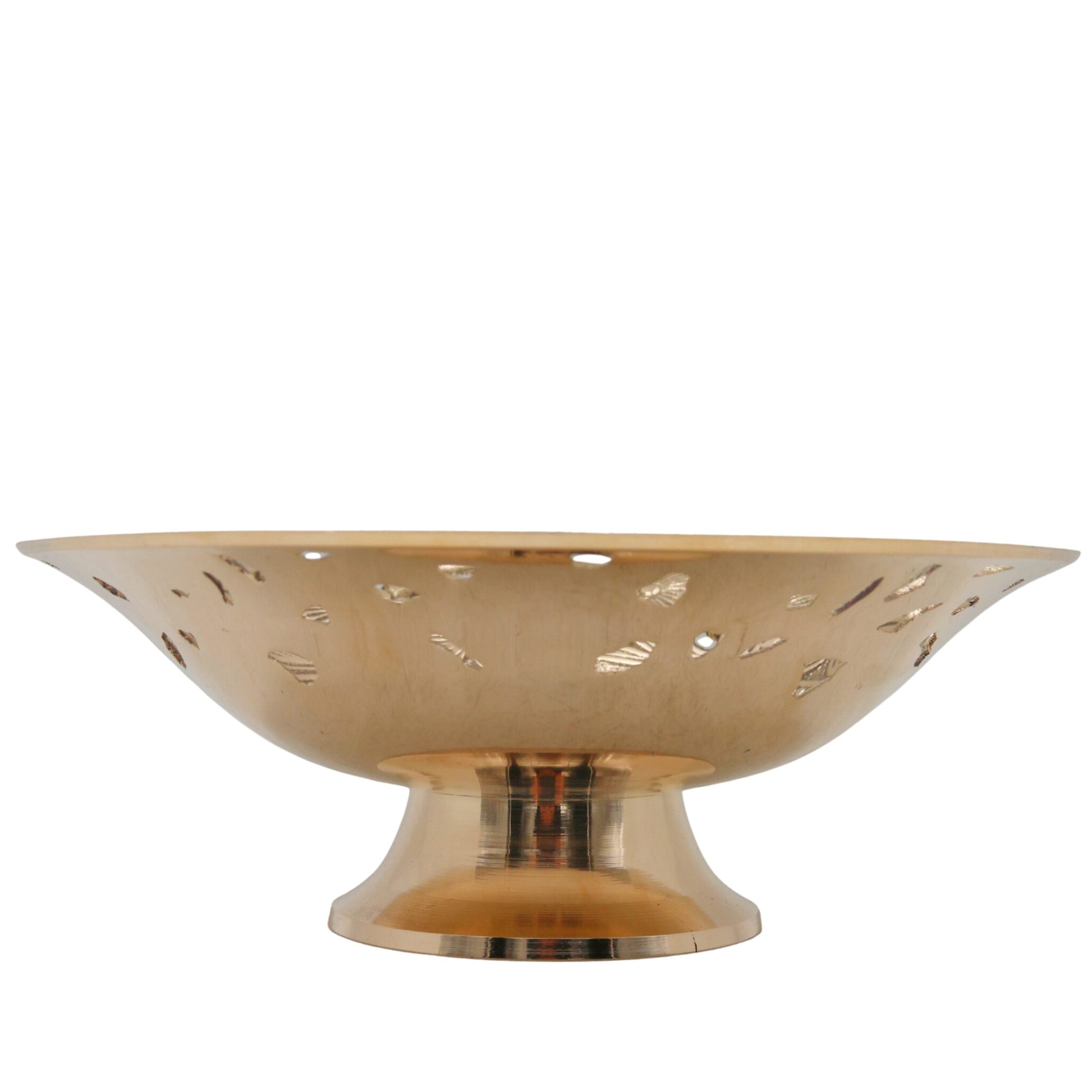 Handcrafted Brass Fruit Bowl, Peetal Pital Pittal Hitale Decorative Dry Fruit Bowl, Traditional Indian Brass Home Decor Centerpiece, Gold, 8.27 Inch, 1 Piece