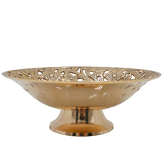 Handcrafted Brass Fruit Bowl, Peetal Pital Pittal Hitale Decorative Dry Fruit Bowl, Traditional Indian Brass Home Decor Centerpiece, Gold, 8.27 Inch, 1 Piece