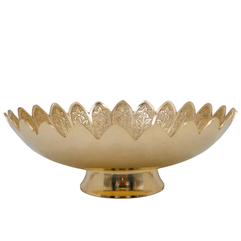Handcrafted Brass Fruit Bowl, Peetal Pital Pittal Hitale Pittalam Decorative Center Table Bowl, Traditional Indian Dry Fruit & Dining Table Decor Bowl, Gold, 3.5 Inch, 1 Piece