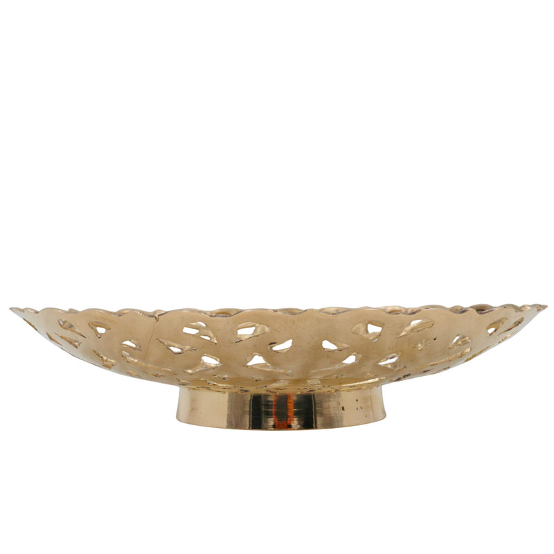 Handcrafted Brass Fruit Bowl, Traditional Peetal Pital Pittal Hitale Decorative Fruit Basket for Home, Kitchen & Dining Table, Antique Indian Brass Centerpiece Bowl, Gold, 2 Inch, 1 Piece