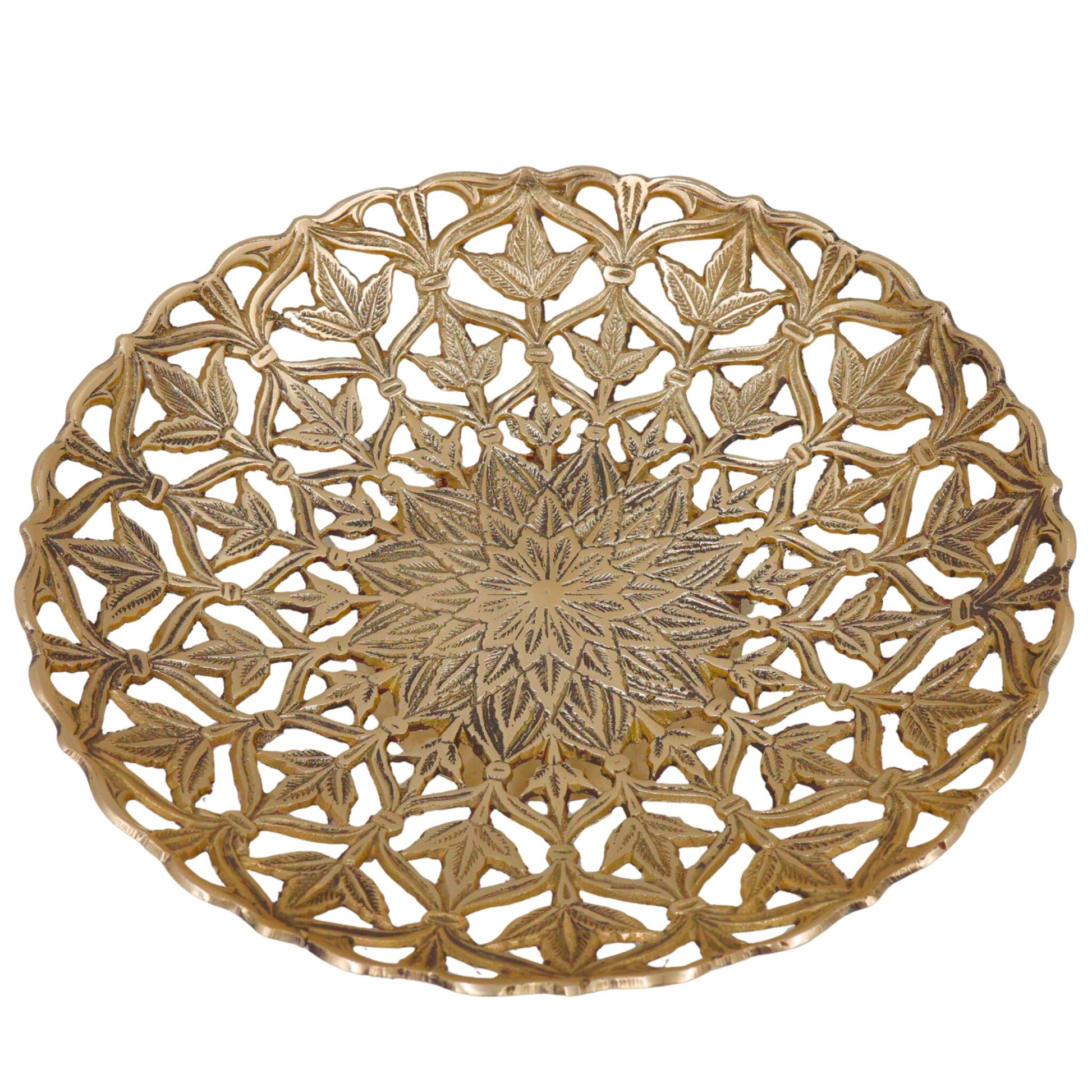 Handcrafted Brass Fruit Bowl, Traditional Peetal Pital Pittal Hitale Decorative Fruit Basket for Home, Kitchen & Dining Table, Antique Indian Brass Centerpiece Bowl, Gold, 2 Inch, 1 Piece