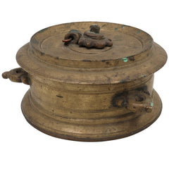 Vintage Brass Ink Pot, Peetal Kalam Daani, Antique Pital Ink Well, Handmade Traditional Indian Writing Ink Jar, Brown, 2.5 Inch, 1 Piece