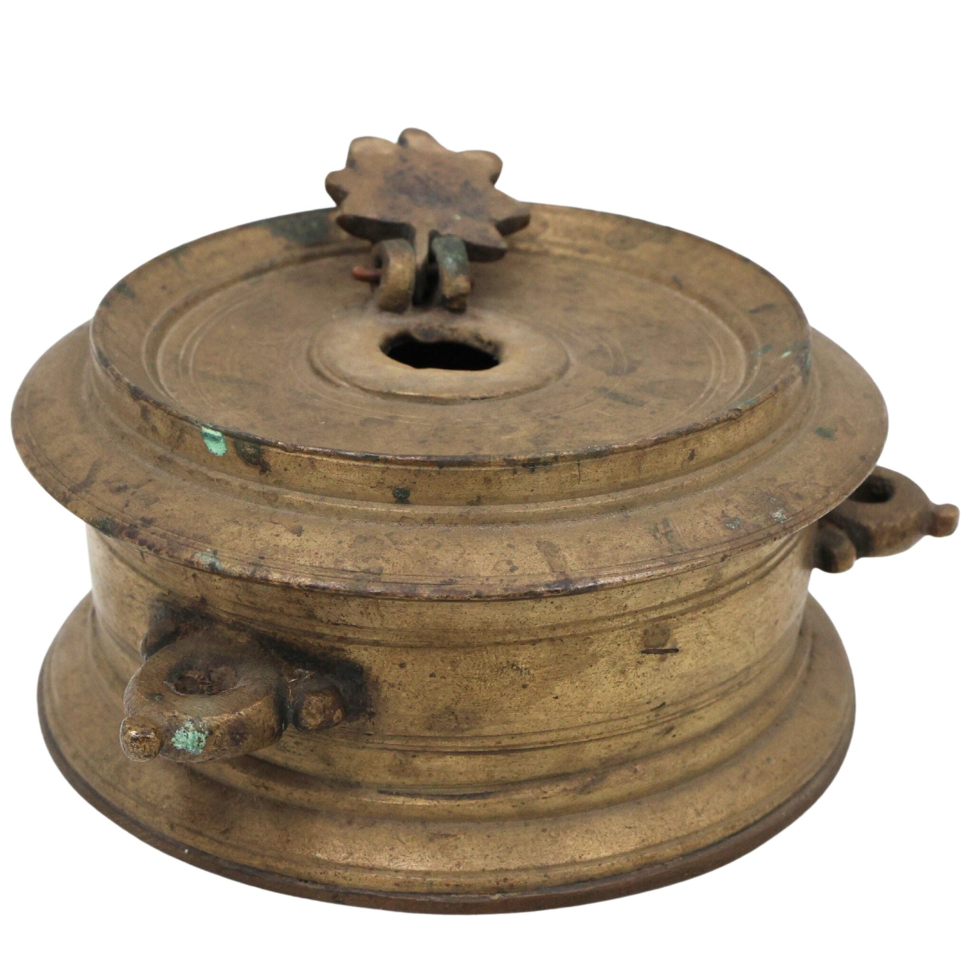 Vintage Brass Ink Pot, Peetal Kalam Daani, Antique Pital Ink Well, Handmade Traditional Indian Writing Ink Jar, Brown, 2.5 Inch, 1 Piece