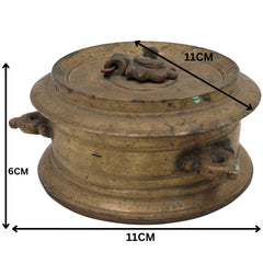 Vintage Brass Ink Pot, Peetal Kalam Daani, Antique Pital Ink Well, Handmade Traditional Indian Writing Ink Jar, Brown, 2.5 Inch, 1 Piece