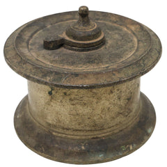 Handcrafted Brass Ink Pot, Vintage Peetal Kalam Daani, Antique Pittal Ink Well, Traditional Indian Pital Kalamdan, Brown, 3 Inch, 1 Piece