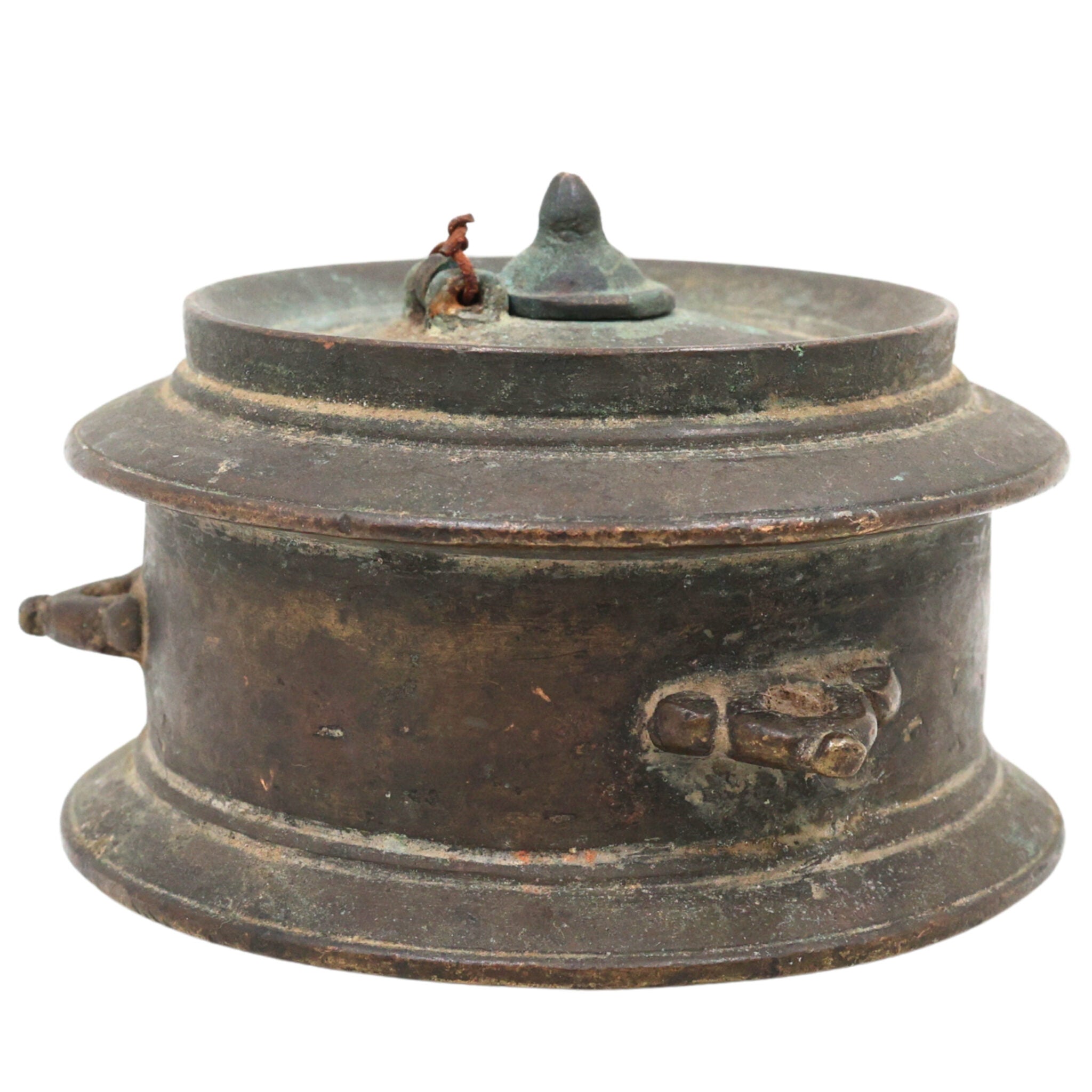 Vintage Brass Ink Pot, Peetal Kalam Daani, Handmade Pital Ink Well for Calligraphy, Desk Décor & Antique Collection, Brown, 2.5 Inch, 1 Piece