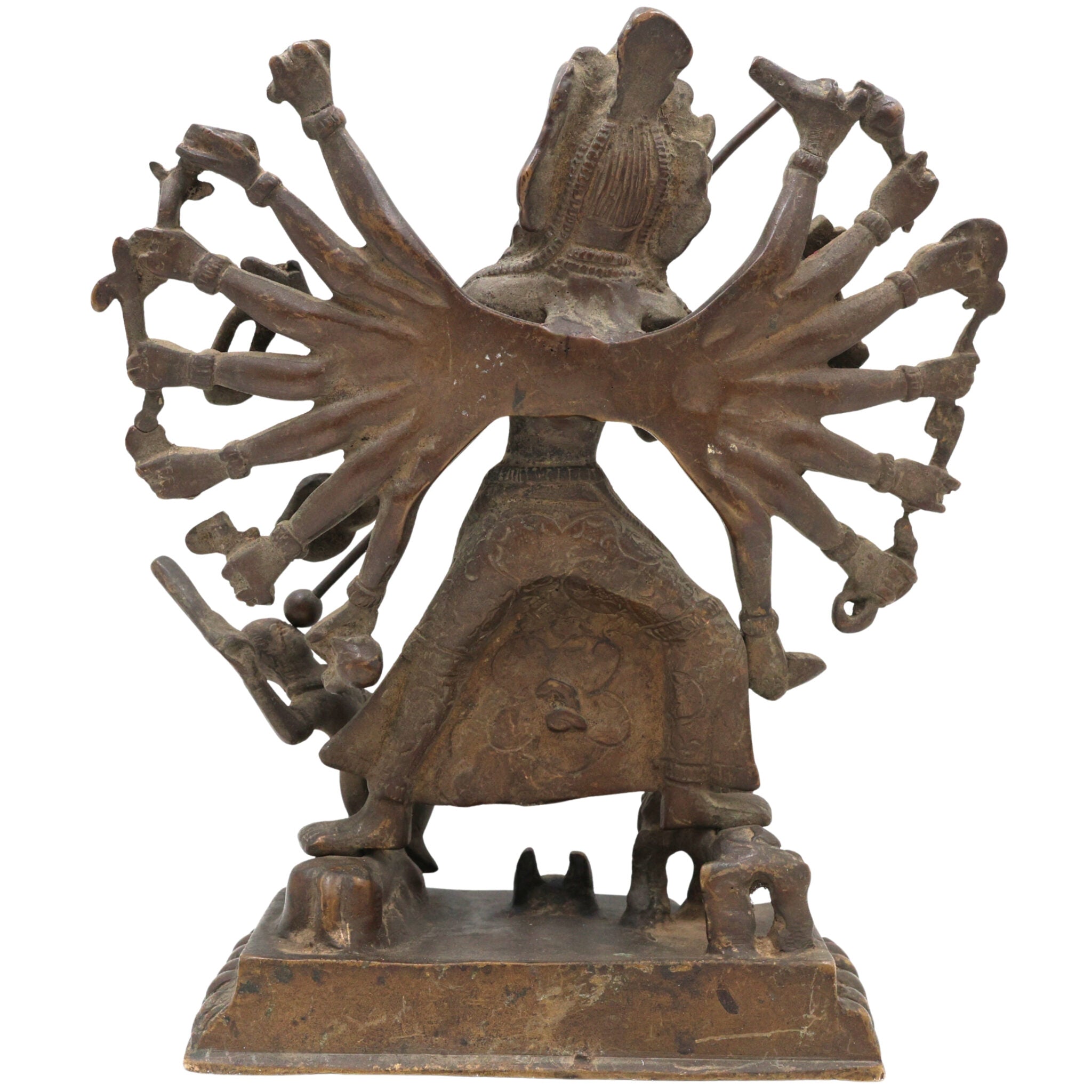 Brass Durga Idol, Antique Durga Murti, Handcrafted Shakti, Mahadevi, Jagadamba Statue for Home Temple & Pooja Decor, Brown, 10 Inch, 1 Piece