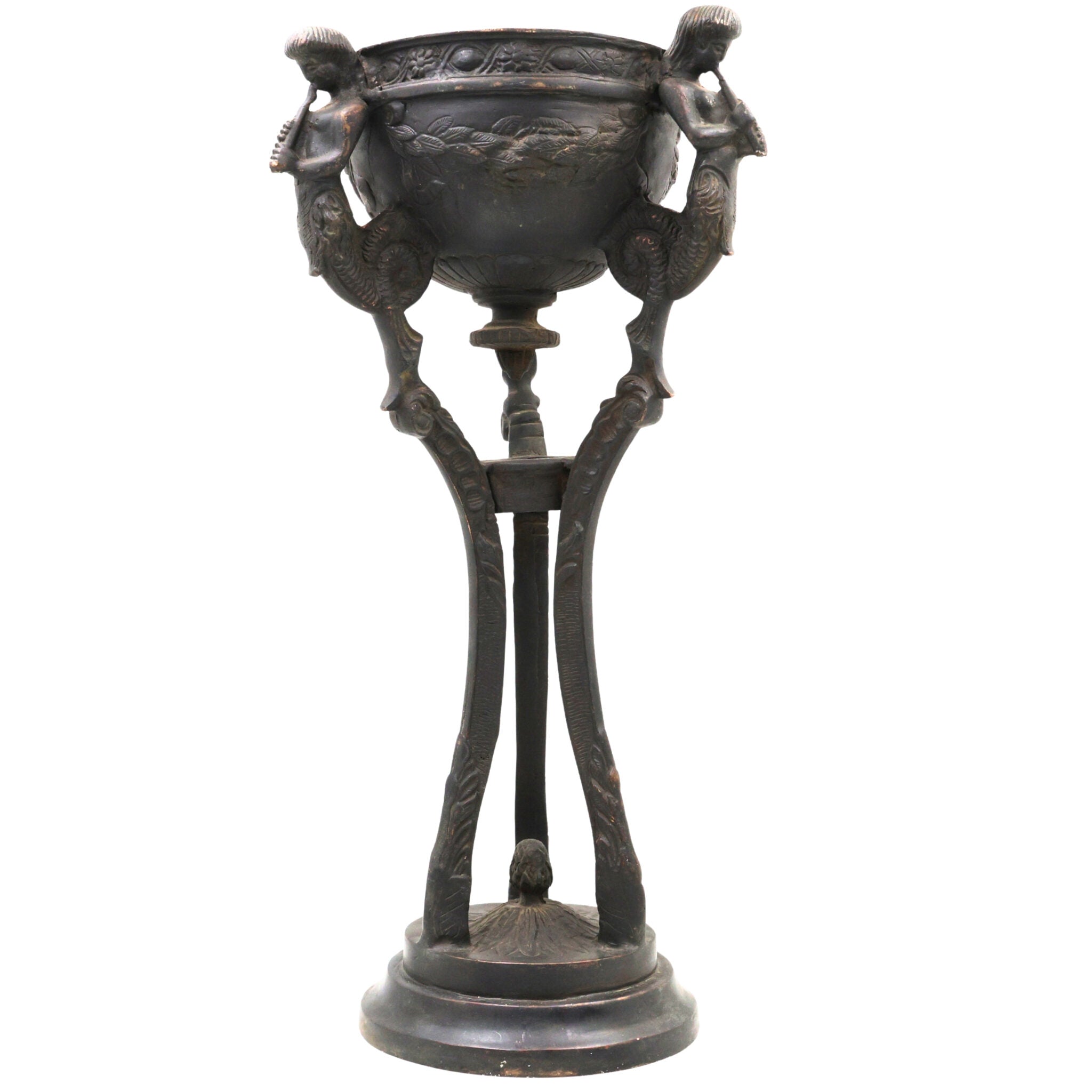 Antique Brass Nouveau Planter / Peetal Pittal Planter, Designer Brass Indoor & Pooja Decor, Brown, 15.5 Inch, 1 Piece