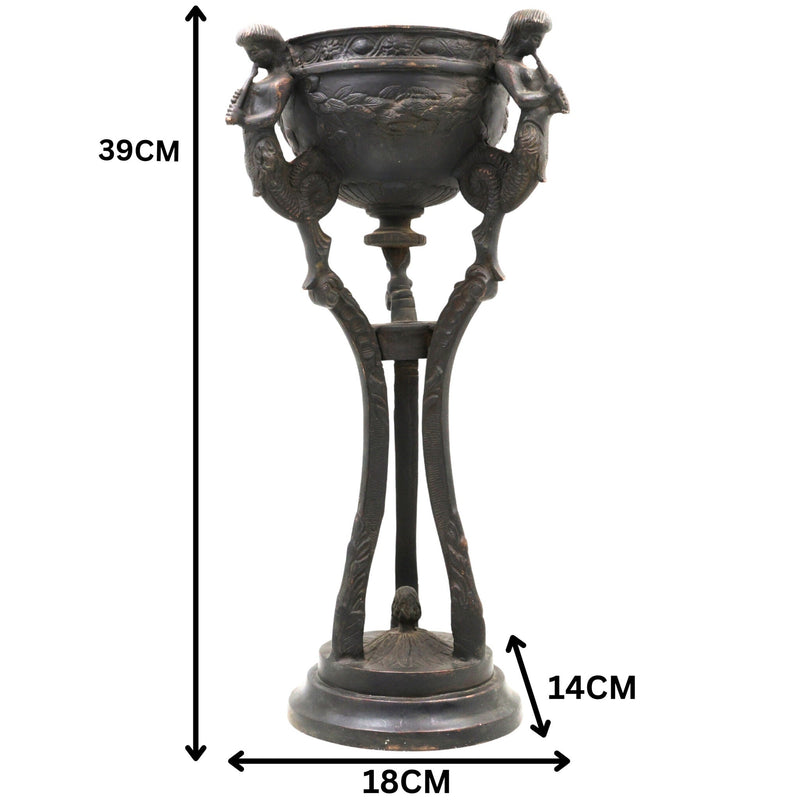 Antique Brass Nouveau Planter / Peetal Pittal Planter, Designer Brass Indoor & Pooja Decor, Brown, 15.5 Inch, 1 Piece