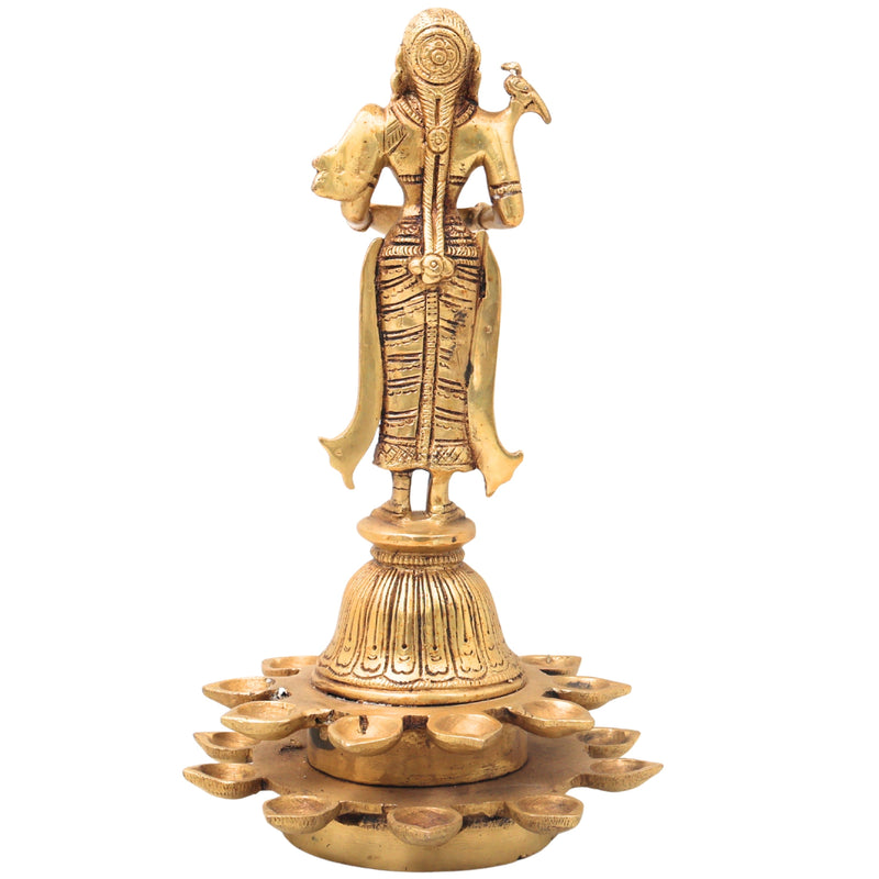 Brass Deepalakshmi Diya Lady, Deepa Lakshmi, Vilakku Lakshmi, Kuthu Vilakku Deepam Lady,Gold, 11 Inch, 1 Piece