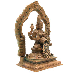 Bronze Mahalakshmi Idol, Panchaloha Lakshmi Murti, Kanchu Kansya Shri Devi Thirumagal Narayani Statue, Handcrafted Chola Art Goddess Lakshmi Figurine, Brown, 5 Inch, 1 Piece