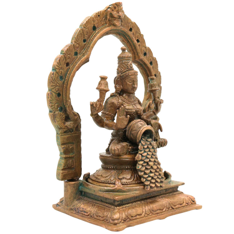 Bronze Mahalakshmi Idol, Panchaloha Lakshmi Murti, Kanchu Kansya Shri Devi Thirumagal Narayani Statue, Handcrafted Chola Art Goddess Lakshmi Figurine, Brown, 5 Inch, 1 Piece