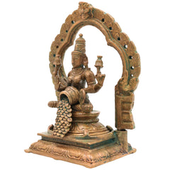 Bronze Mahalakshmi Idol, Panchaloha Lakshmi Murti, Kanchu Kansya Shri Devi Thirumagal Narayani Statue, Handcrafted Chola Art Goddess Lakshmi Figurine, Brown, 5 Inch, 1 Piece