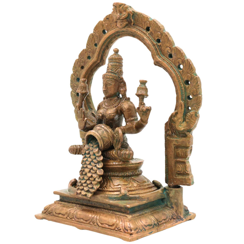 Bronze Mahalakshmi Idol, Panchaloha Lakshmi Murti, Kanchu Kansya Shri Devi Thirumagal Narayani Statue, Handcrafted Chola Art Goddess Lakshmi Figurine, Brown, 5 Inch, 1 Piece