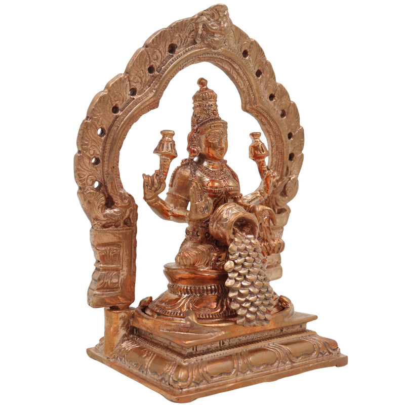 Handcrafted Bronze Mahalakshmi Idol, Panchaloha Shri Devi Thirumagal Kamala Lakshmi Murti, Kansa Kanchu Ashtadhatu South Indian Chola Art Statue, Gold, 5 Inch, 1 Piece