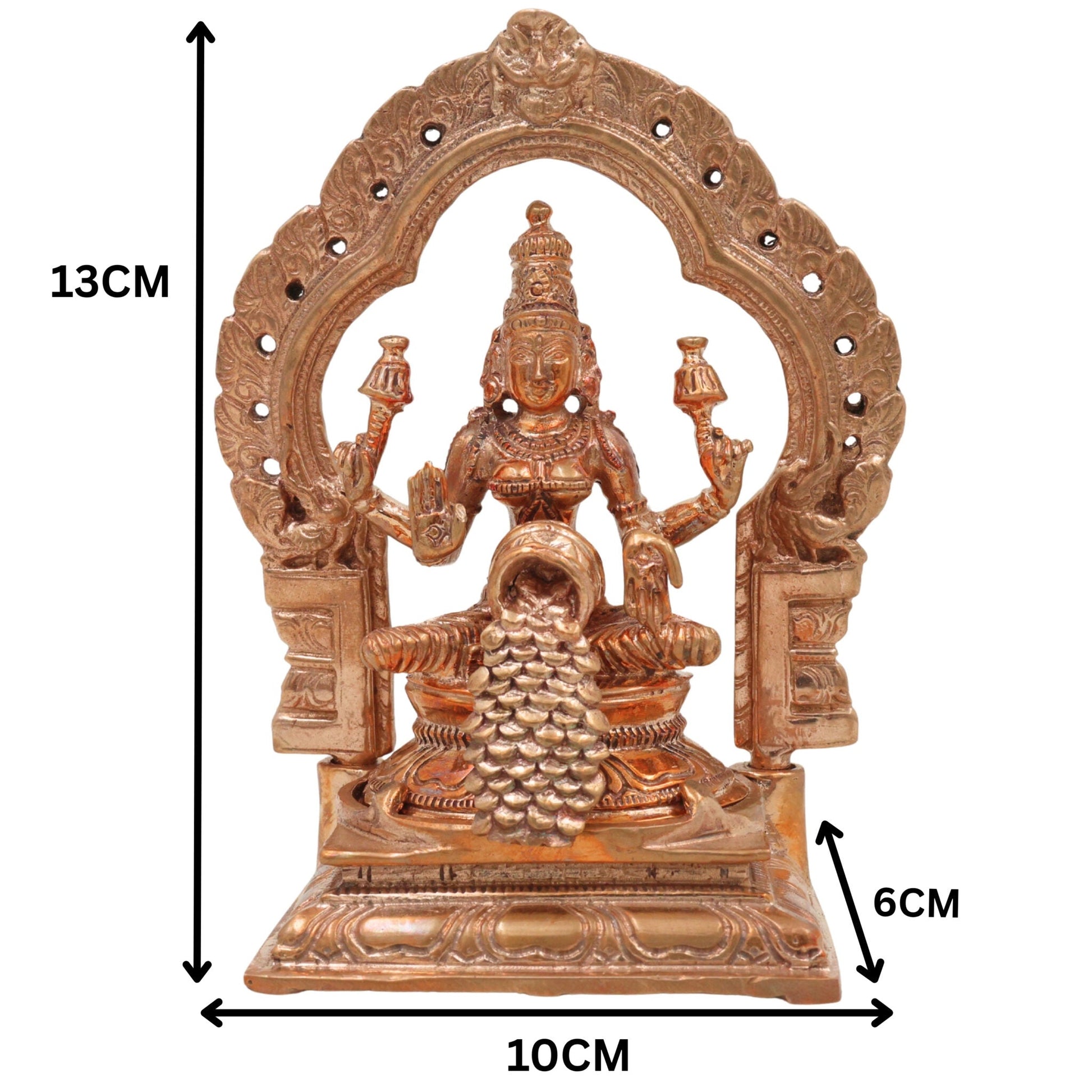 Handcrafted Bronze Mahalakshmi Idol, Panchaloha Shri Devi Thirumagal Kamala Lakshmi Murti, Kansa Kanchu Ashtadhatu South Indian Chola Art Statue, Gold, 5 Inch, 1 Piece