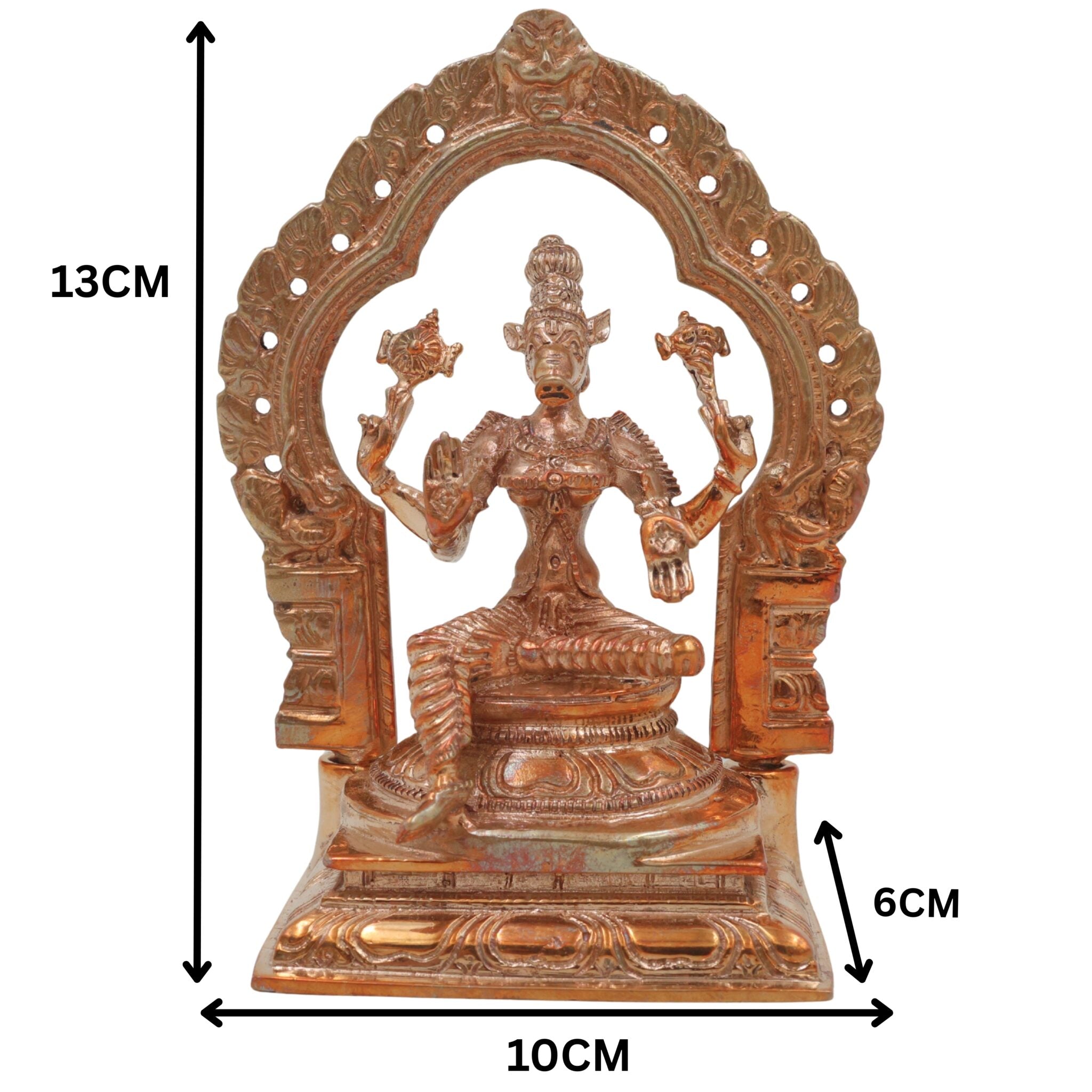 Bronze Varahi Devi Idol, Panchami Varahi Amman, Dandanayaki Varahi, Handcrafted Chola Art Panchaloha Statue for Pooja & Home Temple, Gold, 5 Inch, 1 Piece