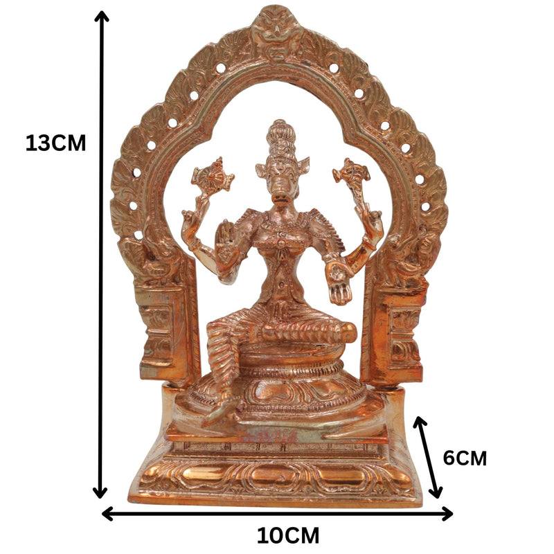 Bronze Varahi Devi Idol, Panchami Varahi Amman, Dandanayaki Varahi, Handcrafted Chola Art Panchaloha Statue for Pooja & Home Temple, Gold, 5 Inch, 1 Piece