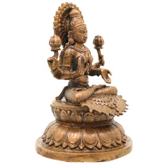 Handcrafted Bronze Mahalakshmi Idol, Panchaloha Lakshmi Murti, Kanchu Kansa Gajalakshmi Statue, Traditional Chola Art Shri Lakshmi Vigraham for Home & Pooja, Brown, 3 Inch, 1 Piece