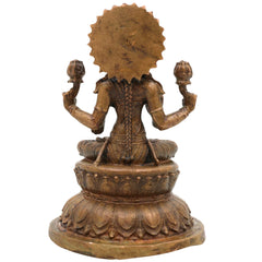 Handcrafted Bronze Mahalakshmi Idol, Panchaloha Lakshmi Murti, Kanchu Kansa Gajalakshmi Statue, Traditional Chola Art Shri Lakshmi Vigraham for Home & Pooja, Brown, 3 Inch, 1 Piece