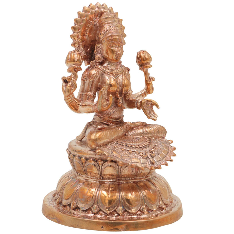 Handcrafted Bronze Mahalakshmi Idol, Kansa Lakshmi Murti, Shri Devi Thirumagal Narayani Panchaloha Style Chola Art Lakshmi Statue for Home Temple & Gifting, Gold, 3 Inch, 1 Piece
