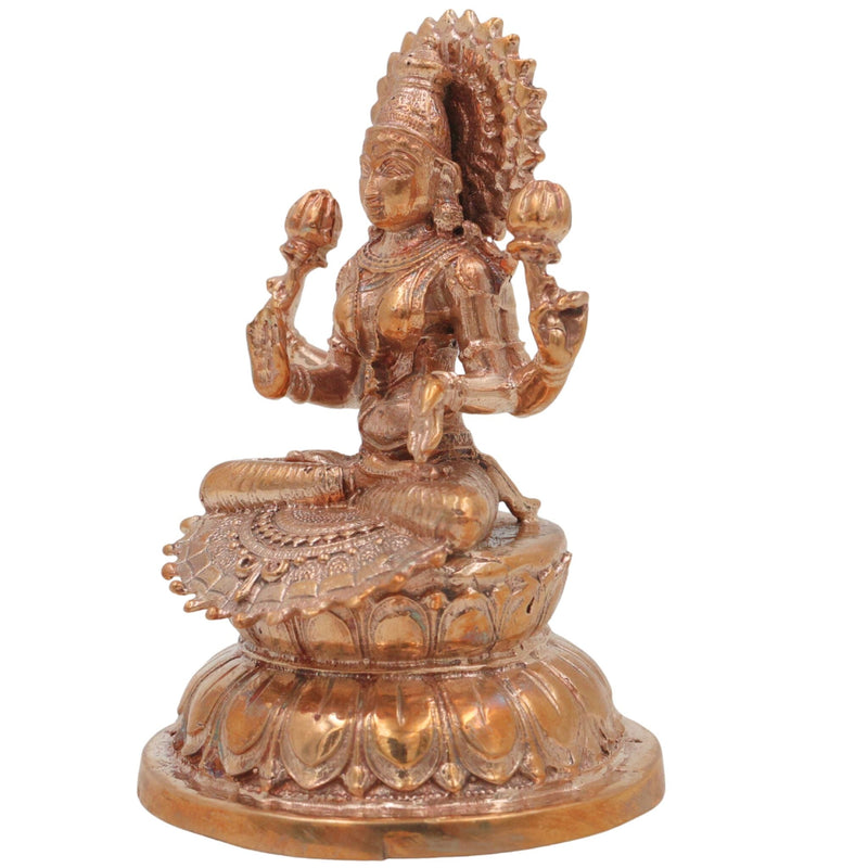 Handcrafted Bronze Mahalakshmi Idol, Kansa Lakshmi Murti, Shri Devi Thirumagal Narayani Panchaloha Style Chola Art Lakshmi Statue for Home Temple & Gifting, Gold, 3 Inch, 1 Piece