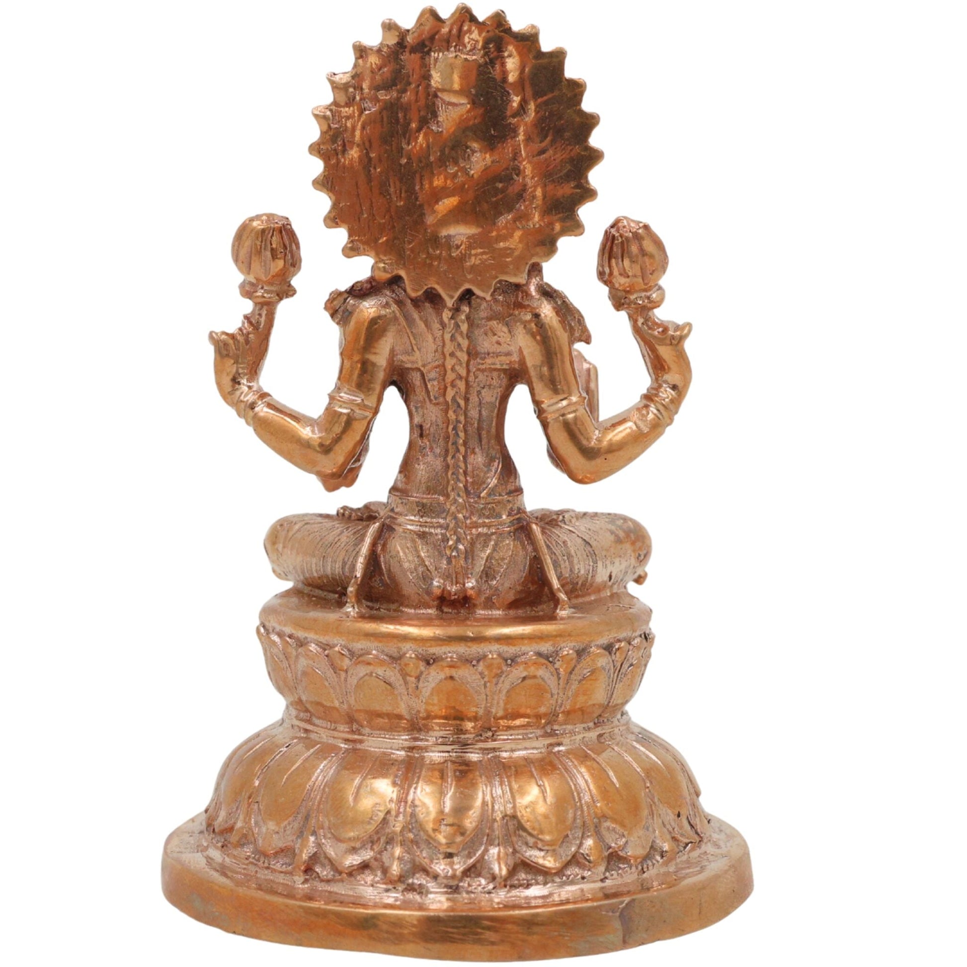 Handcrafted Bronze Mahalakshmi Idol, Kansa Lakshmi Murti, Shri Devi Thirumagal Narayani Panchaloha Style Chola Art Lakshmi Statue for Home Temple & Gifting, Gold, 3 Inch, 1 Piece
