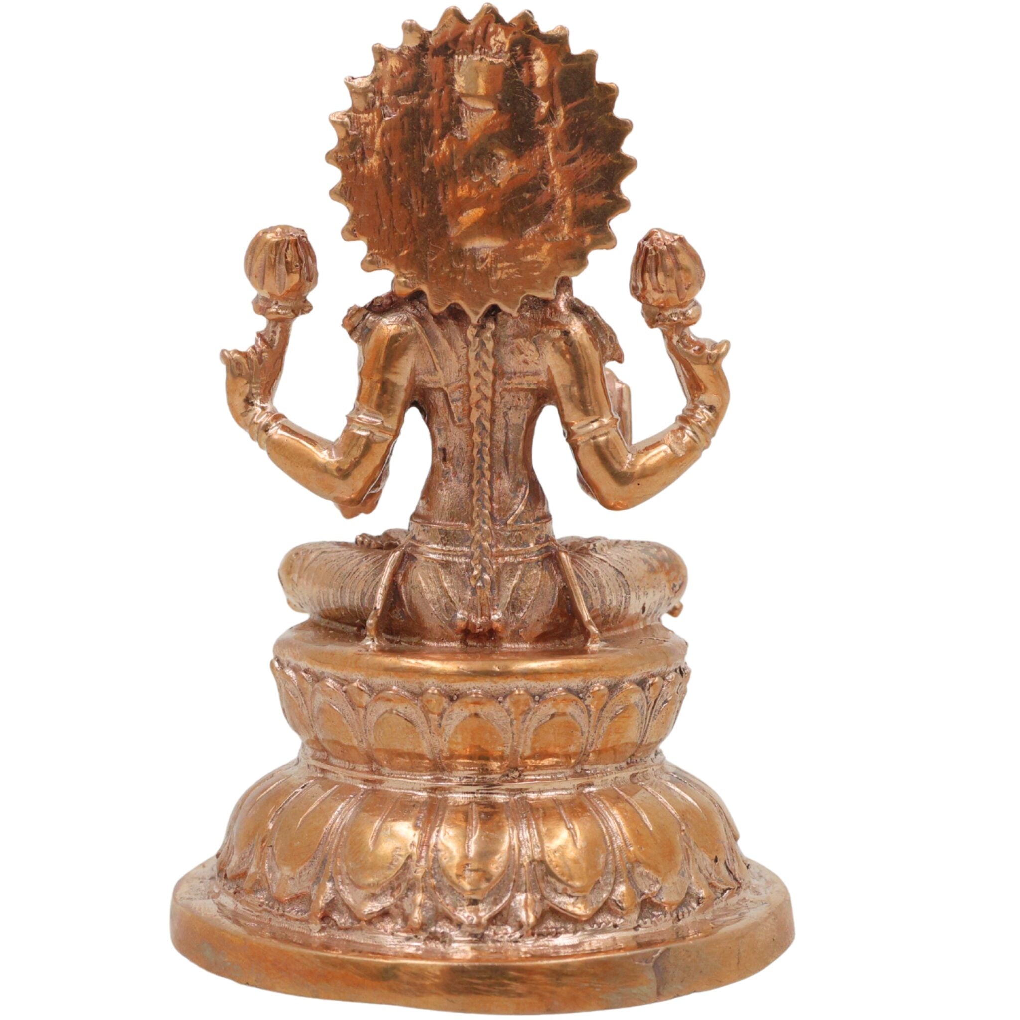 Handcrafted Bronze Mahalakshmi Idol, Kansa Lakshmi Murti, Shri Devi Thirumagal Narayani Panchaloha Style Chola Art Lakshmi Statue for Home Temple & Gifting, Gold, 3 Inch, 1 Piece